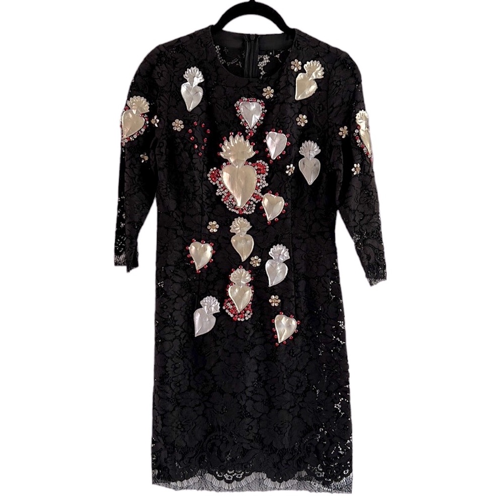 🆕❣️Dolce Gabbana Style Unknown Brand Heart Print Mini Dress In Black❣️